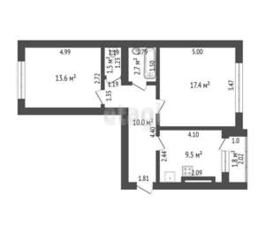 2-к квартира, вторичка, 57м2, 7/9 этаж