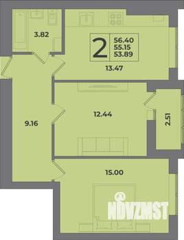 2-к квартира, вторичка, 55м2, 1/8 этаж