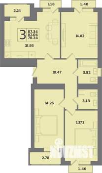 3-к квартира, вторичка, 87м2, 10/10 этаж
