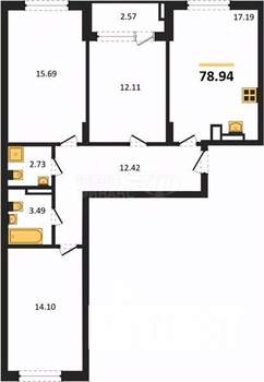 1-к квартира, вторичка, 39м2, 6/9 этаж