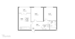 2-к квартира, вторичка, 69м2, 1/4 этаж