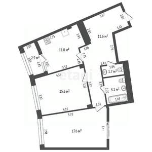 2-к квартира, вторичка, 70м2, 6/8 этаж