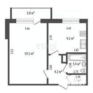 1-к квартира, вторичка, 38м2, 7/10 этаж