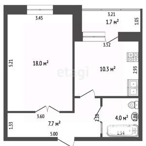 1-к квартира, вторичка, 40м2, 3/9 этаж