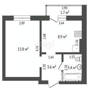 1-к квартира, вторичка, 33м2, 7/10 этаж