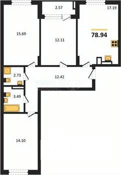 2-к квартира, вторичка, 65м2, 9/9 этаж