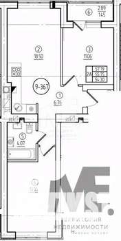 2-к квартира, вторичка, 56м2, 4/9 этаж