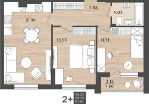 Студия квартира, вторичка, 60м2, 1/9 этаж