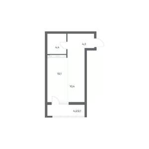 1-к квартира, строящийся дом, 31м2, 7/18 этаж