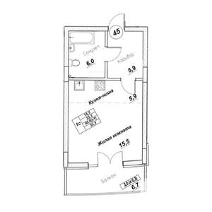 Студия квартира, вторичка, 35м2, 2/7 этаж