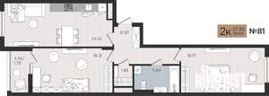 2-к квартира, строящийся дом, 79м2, 2/10 этаж