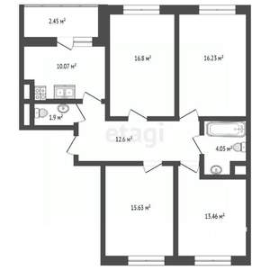 4-к квартира, вторичка, 92м2, 1/10 этаж