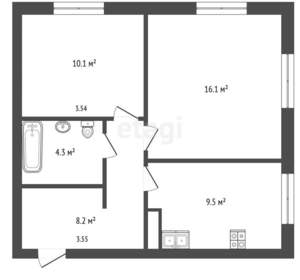 2-к квартира, вторичка, 48м2, 1/9 этаж