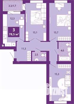 3-к квартира, вторичка, 79м2, 4/4 этаж