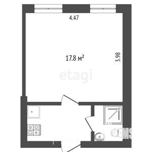 1-к квартира, вторичка, 25м2, 4/5 этаж