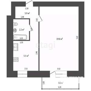 1-к квартира, вторичка, 31м2, 1/5 этаж