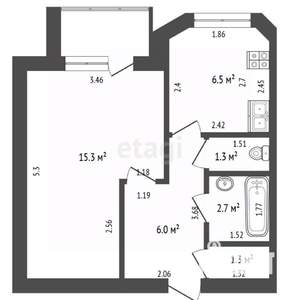 1-к квартира, вторичка, 33м2, 5/5 этаж