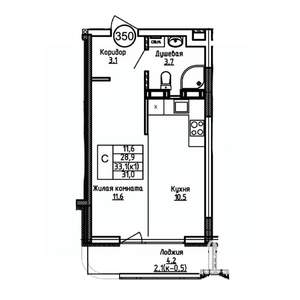 Студия квартира, вторичка, 31м2, 8/9 этаж