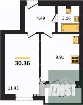 1-к квартира, вторичка, 30м2, 6/9 этаж