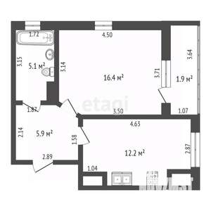 1-к квартира, вторичка, 41м2, 7/8 этаж