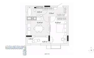 1-к квартира, вторичка, 42м2, 6/7 этаж