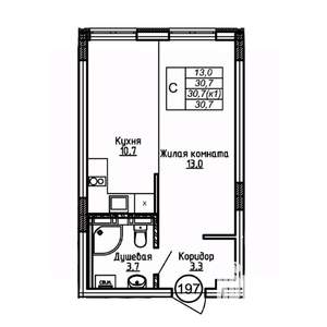 Студия квартира, вторичка, 31м2, 1/9 этаж