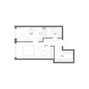 1-к квартира, вторичка, 40м2, 3/8 этаж