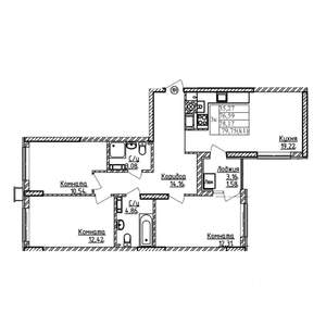 3-к квартира, строящийся дом, 78м2, 8/9 этаж