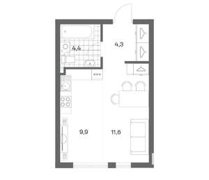 1-к квартира, вторичка, 30м2, 1/18 этаж