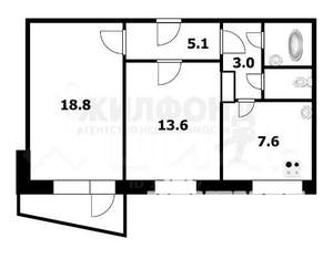 2-к квартира, вторичка, 53м2, 2/5 этаж