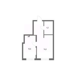 1-к квартира, строящийся дом, 35м2, 3/8 этаж