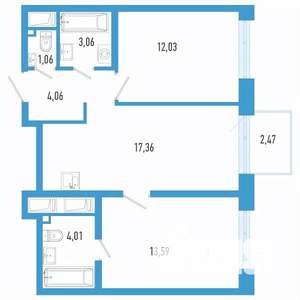 2-к квартира, вторичка, 56м2, 5/26 этаж