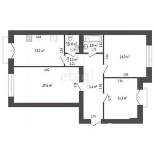 3-к квартира, вторичка, 75м2, 3/3 этаж