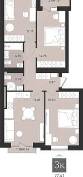 Студия квартира, вторичка, 77м2, 9/9 этаж