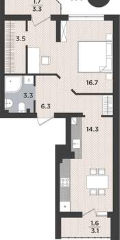 1-к квартира, вторичка, 47м2, 1/9 этаж