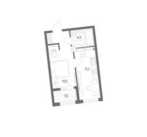1-к квартира, строящийся дом, 31м2, 6/8 этаж