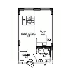 Студия квартира, вторичка, 31м2, 1/9 этаж