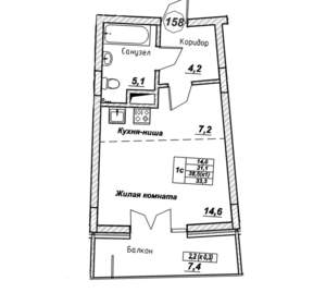 Студия квартира, вторичка, 33м2, 7/7 этаж