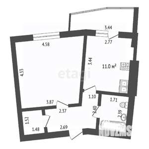 1-к квартира, вторичка, 41м2, 11/16 этаж