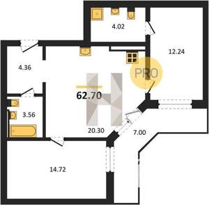 2-к квартира, вторичка, 63м2, 1/8 этаж
