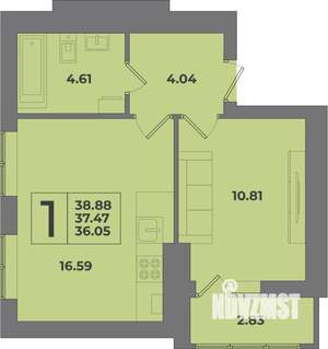 1-к квартира, вторичка, 39м2, 1/8 этаж