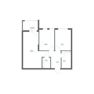 2-к квартира, вторичка, 59м2, 8/18 этаж