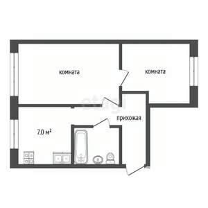 2-к квартира, вторичка, 46м2, 1/5 этаж