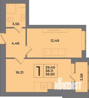 1-к квартира, вторичка, 38м2, 7/8 этаж