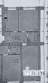 2-к квартира, вторичка, 50м2, 1/9 этаж
