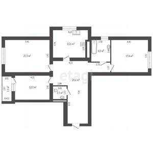 3-к квартира, вторичка, 102м2, 4/8 этаж