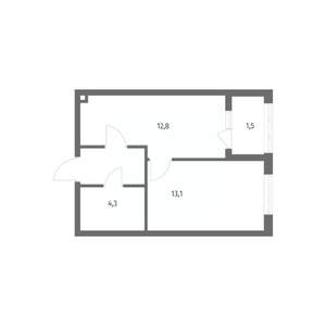 1-к квартира, строящийся дом, 35м2, 3/8 этаж