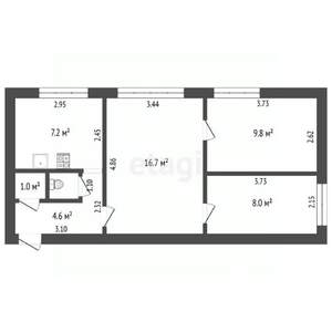 3-к квартира, вторичка, 48м2, 2/3 этаж