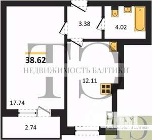 1-к квартира, вторичка, 39м2, 3/9 этаж