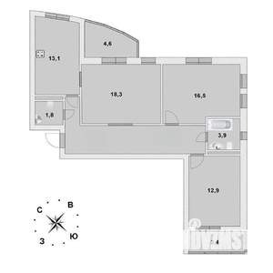 3-к квартира, вторичка, 92м2, 4/18 этаж